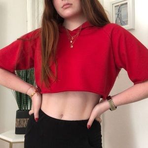 Red cropped hoodie